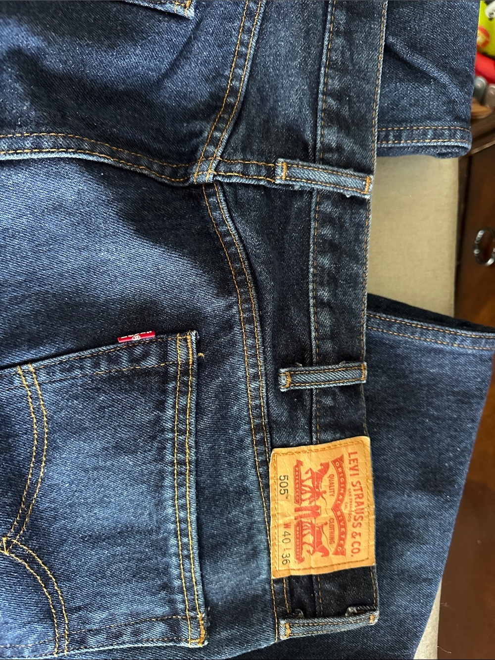 Levi's Slim Straight Dark Blue Jeans with Contrast Stitching